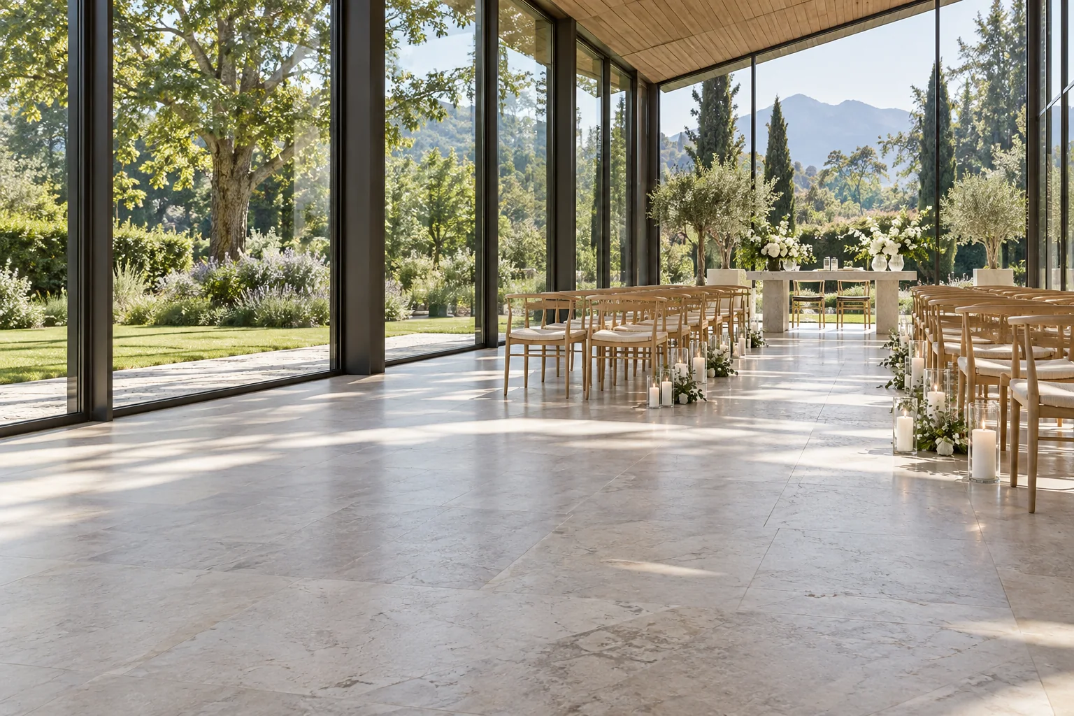 Un jardin et un pavillon pour une réception privée